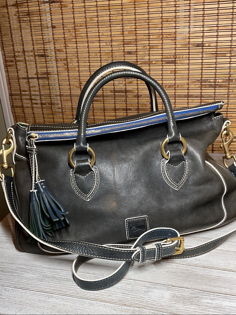 Dooney & Bourke Florentine Edge/Savannah Satchel Large Vintage Teal collor